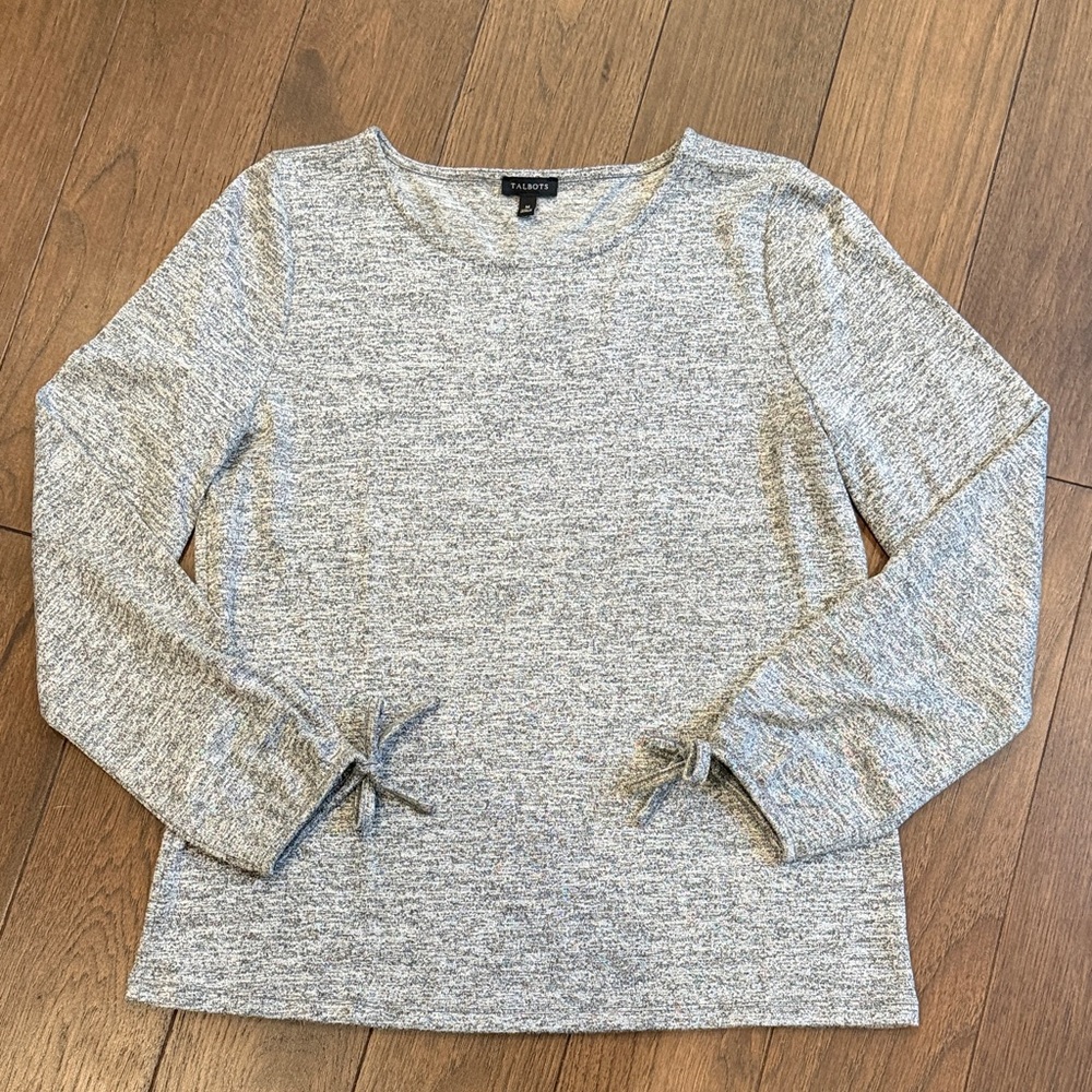 Talbots Heather Sparkly Gray Long Sleeve Top Medium - C14-009